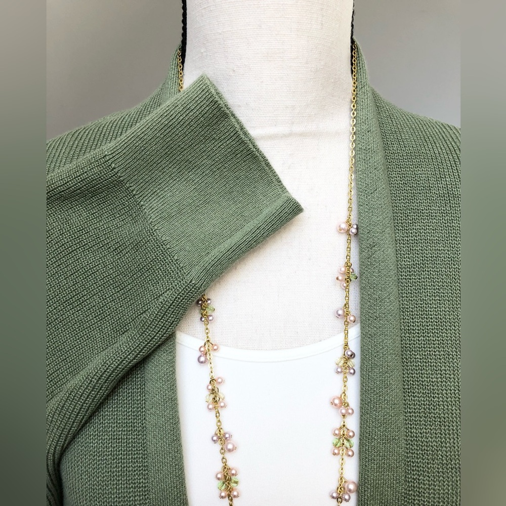LOFT NWT Green Cotton Open Cardigan Size XL - Picture 5 of 13